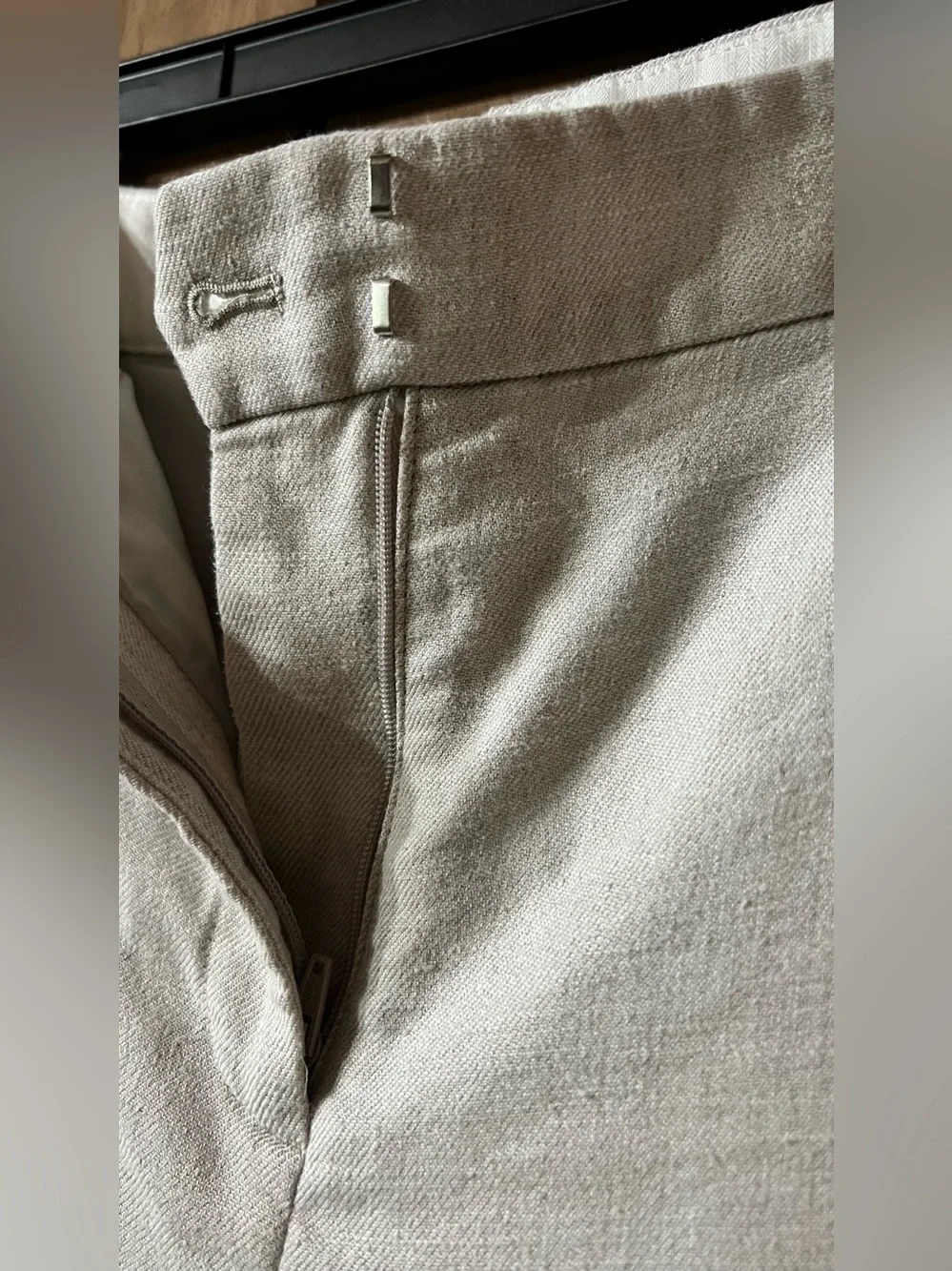 J. Crew Light Beige Straight-Leg Linen Pants Women’s